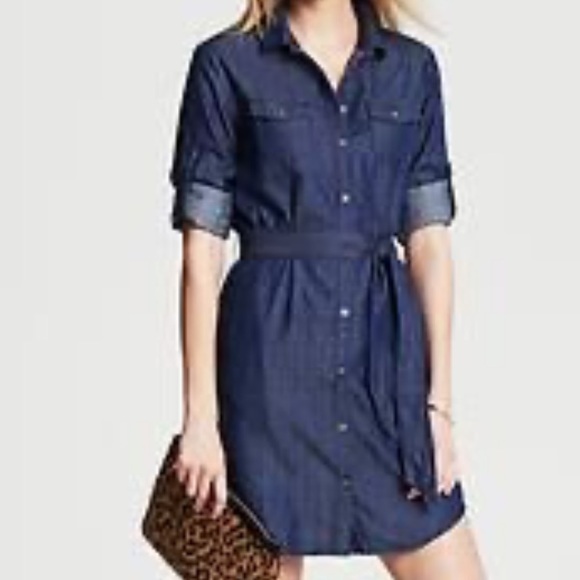 Banana Republic Chambray Denim Shirtdress Button Up - Picture 1 of 9
